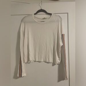 Rainbow Sleeved White Cropped Top